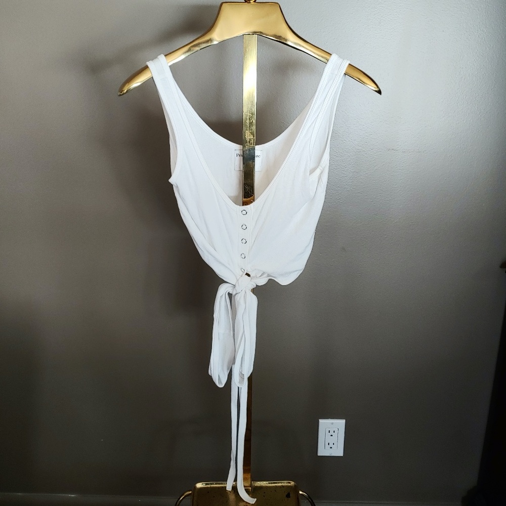 Privacy Please White Tie Front Crop Top